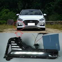 For Hyundai Sonata+headlight fog lights white LED Daytime Running Lights DRL Fog Lamps cover headlights LED day light