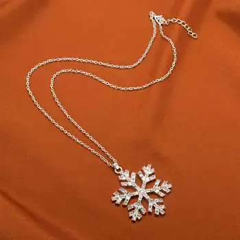 

Shiny Rhinestone Jewelry Snowflake Luxury Pendants Long Necklace New Year Gift Chain Necklace Christmas Fashion beatiful