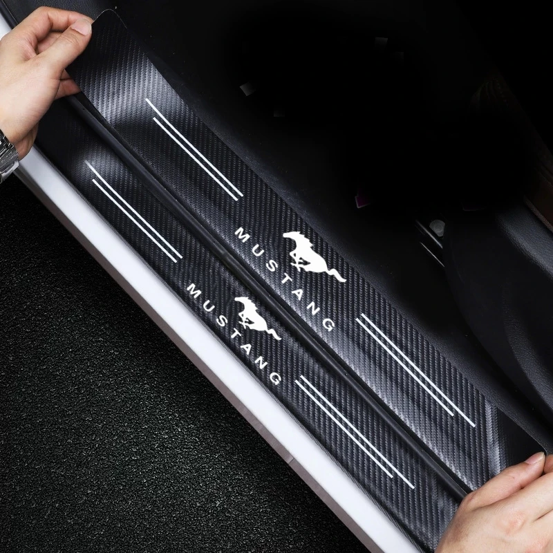 

4pcs Car Sticker PU Leather Door Decoration Modification Protection For Ford Mustang GT SHELBY Auto Accessories