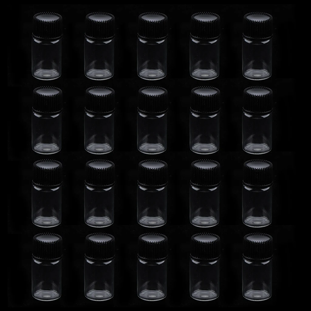 20 Packs 3ML Clear Glass Vials with Plastic Cap for Essential Oils, Aromatherapy, Fragrance, Serums