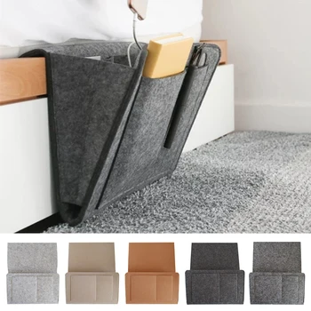 

Organizer Felt Pocket Bedside Hanging Simple Solid Book Sofa Large Accessories Storage Bag Tablet Home Phone Holder Bedroom