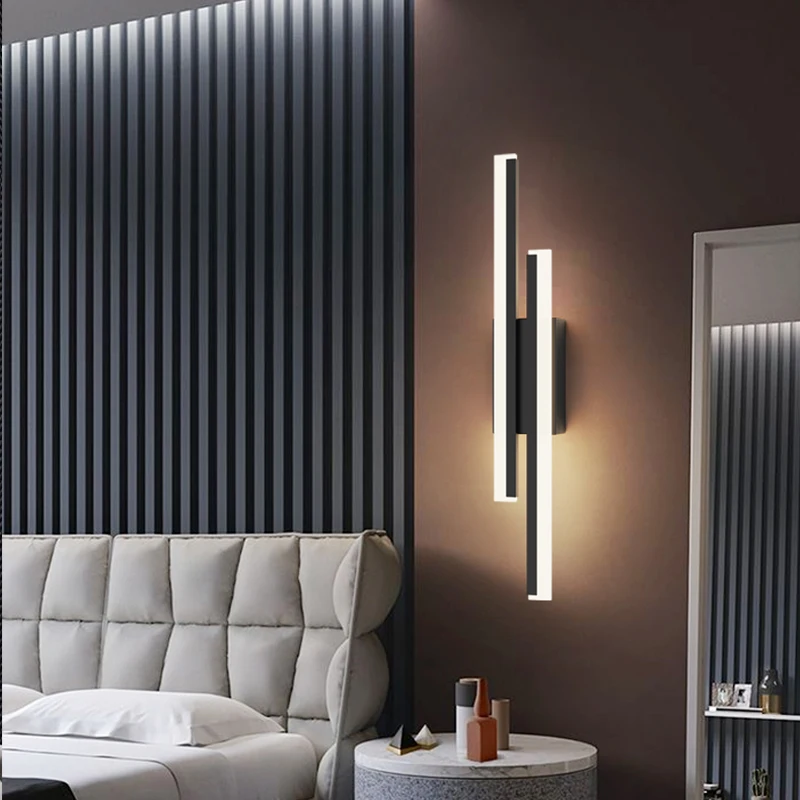Minimalist Wall Lamps Nordic Living Room Background Wall Lamp Led Strip Atmosphere Lighting Creative Line Bedroom Bedside Light