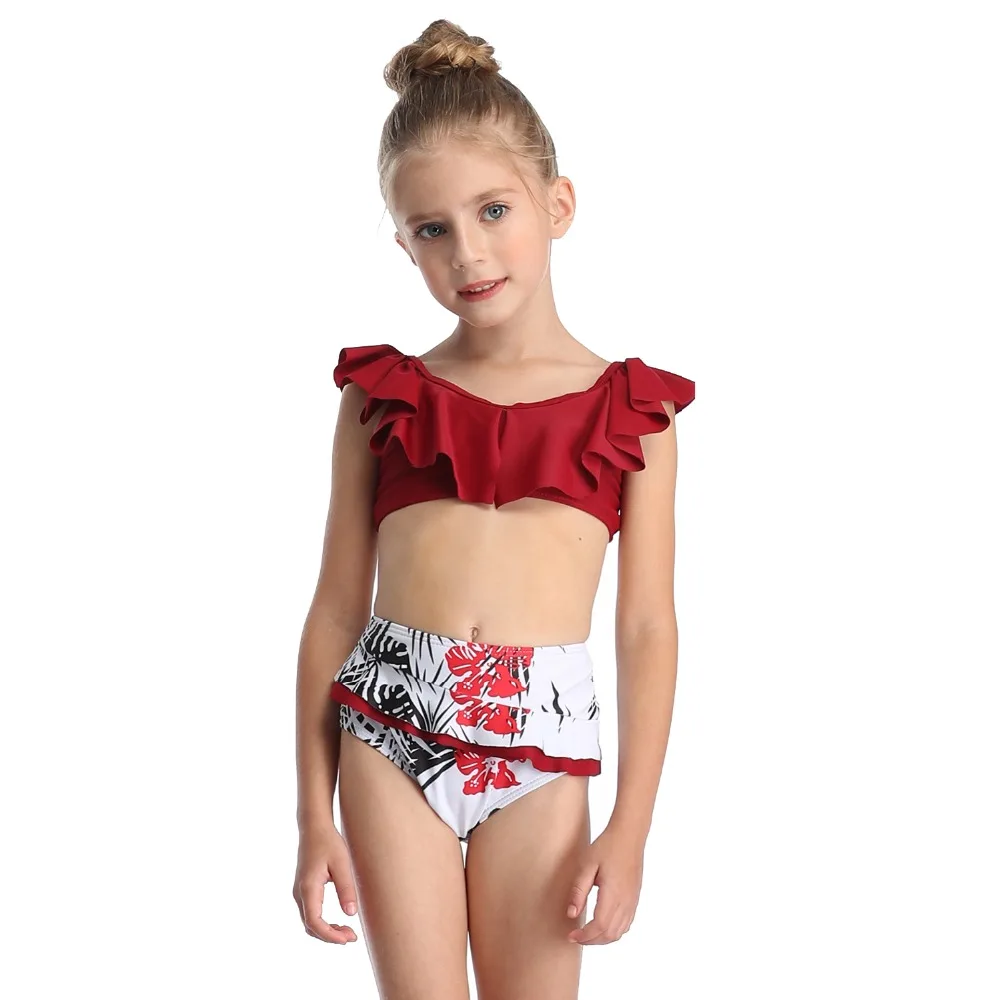 2020 NEW Sexy junior girls bikini set flouncing top and bottom children