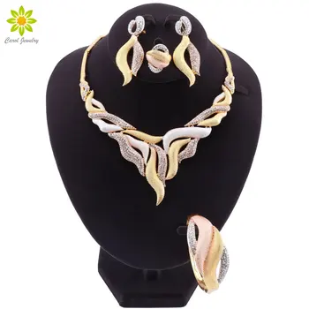 Buy OnlineFashion Dubai Jewelry Sets For Women Luxury African Wedding Bridal Jewelry Sets Necklace Earrings Bracelet Ring for Women.