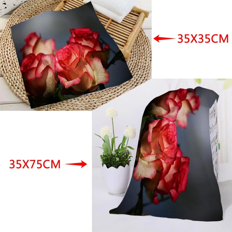 Custom Rose Towels Microfiber Travel Fabric Quick Drying Printing Absorbent Wearable Towel Beach Hair Towels - Цвет: 19