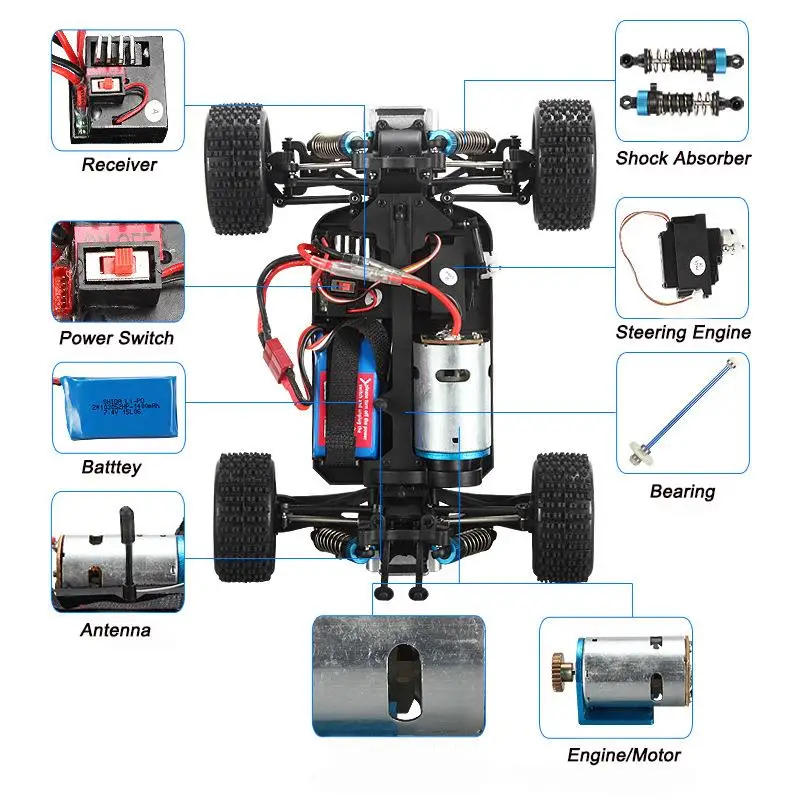 WLtoys A979-B 4WD 1/18 70 км/ч высокоскоростной Монстр Трак 1:18 2,4G Радиоуправляемый Багги внедорожный RTR A979 обновленная версия