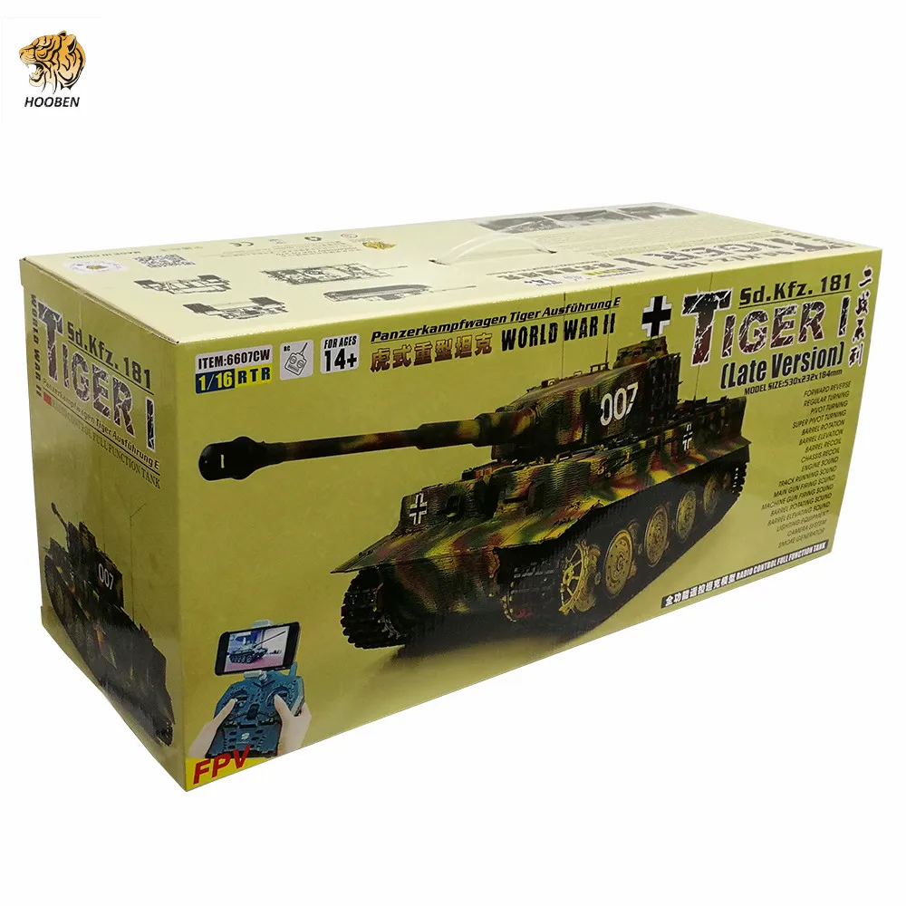 HOOBEN 1:16 Немецкий TigerI late(Wittmann) тяжелый танк RTR собранный и окрашенный готов к запуску с высококачественной металлической коробкой передач