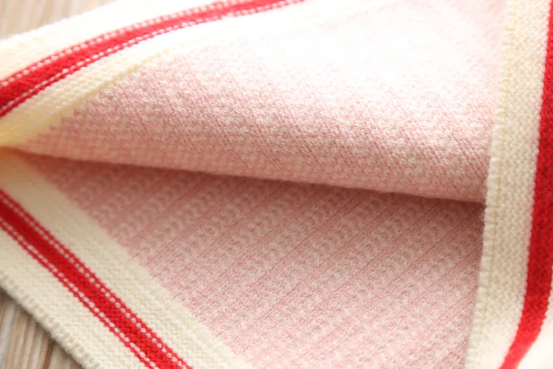 Spring And Autumn Girls' Sweater Vest Cherry Embroidered Fold-down Collar Vertical Striped Knitted Child Waistcoat 2179
