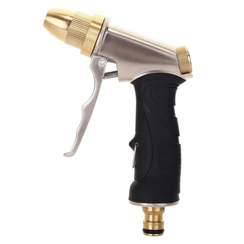 

Garden Hose Nozzle Metal Copper Full Nozzle ABS Non-Slip Grip 4 Watering Patterns High Pressure Metal Spray for Watering Plants