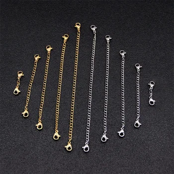 

10pcs/lot 50 75mm Extended Extension Tail Chain Double Lobster Clasps Connector For DIY Necklace Bracelet Jewelry Making