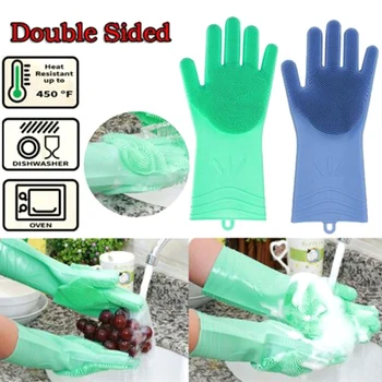 

Silicone Dish Washing Gloves Scrubber Home Cleaning Car Washing Gloves S55