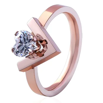 

Trend Triangle Arrow Heart Woman Tail Rings Fine Jewelry Accessories Hand Decoration Zircon Rose Gold Valentine's Day Gift