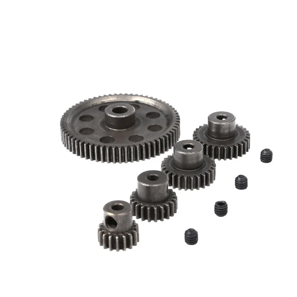 17-64T Ingranaggio differenziale cilindrico in metallo + 4 pezzi Pignone motore Set pezzi di ricambio di ricambio per auto RC HSP 1/10 94111 94123
