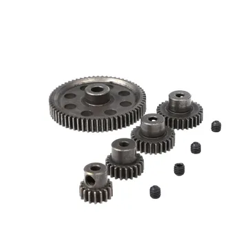 17-64T Ingranaggio differenziale cilindrico in metallo + 4 pezzi Pignone motore Set pezzi di ricambio di ricambio per auto RC HSP 1/10 94111 94123