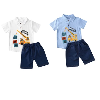 

0-3Y Toddler Kids Baby Boy Clothes sets Cute Outfits Cartoon Print Short Sleeve T-Shirt Top+Pants Clothes