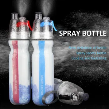 

Bicycle sports Water Bottles Insulated Mist Spray Water Bottle Double layer Ice Cold Bottle Sports Outdoor Drinking kettle