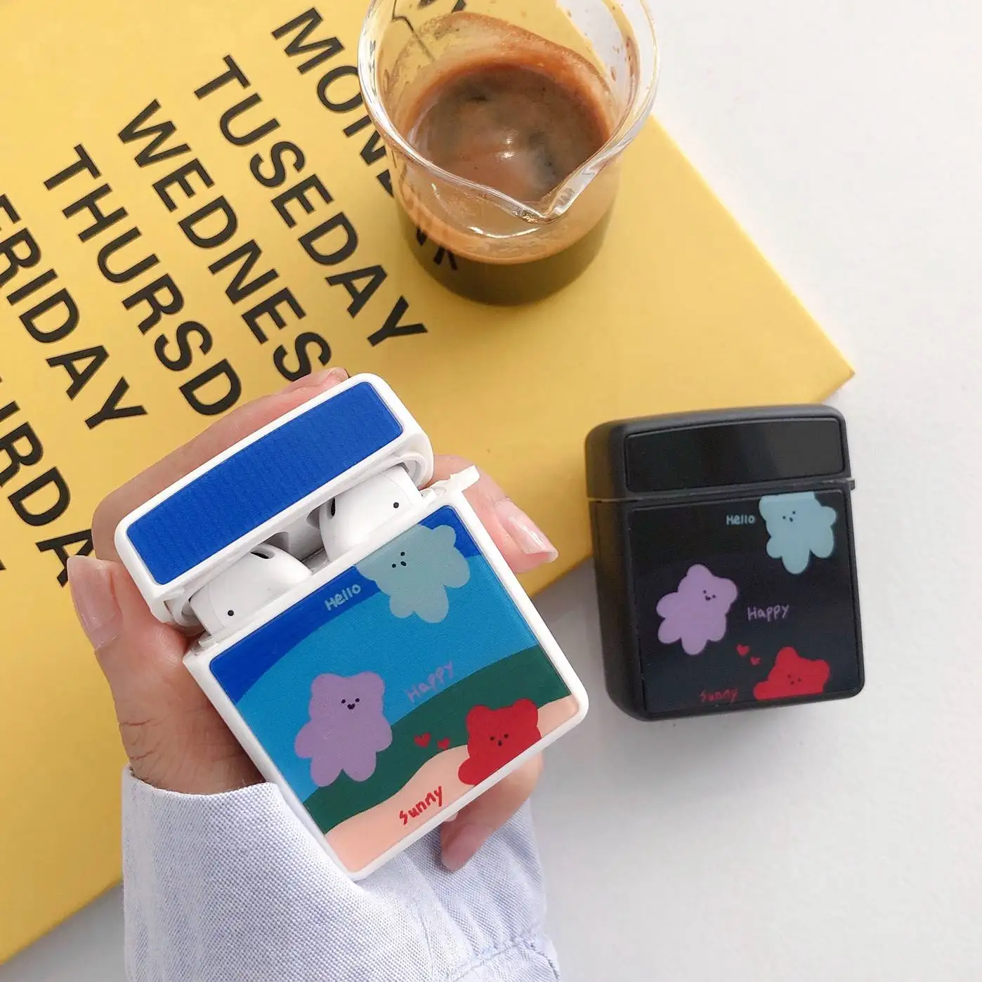 

For airpods Case luxury silicon Flower bear Protective Cover For air pods box Wireless Bluetooth Earphone Case For air pods 2
