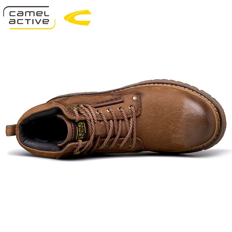Мужские ботинки с высоким берцем Camel Active коричневые уличные из натуральной кожи в