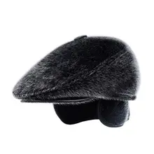 Мужская Ретро зимняя шапка берет с ушной утолщенной пушистой плюшевой теплой повседневной наружной мужской вождения Newsboy плоский Плющ шапка ушной грелки
