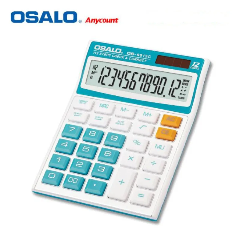 New 9813C ABS plastic button calculator desktop solar calculator 12 digit display calculator 1