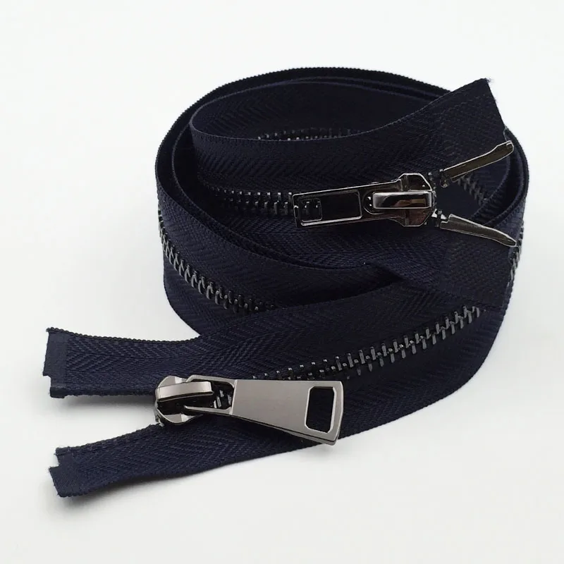 navyblueblack 1 шт. Meetee 80/100/120 см автоматический металлический замок молния двойной слайдер застежки-молнии для куртки пальто DIY сумка Аксессуары для шитья одежды ZA157 - Цвет: navyblueblack