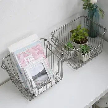 

Wrought Iron Food Storage Groceries Bottle Kitchenware Flower Pot Organizer Storage Basket With Open Front For Home Dormitory