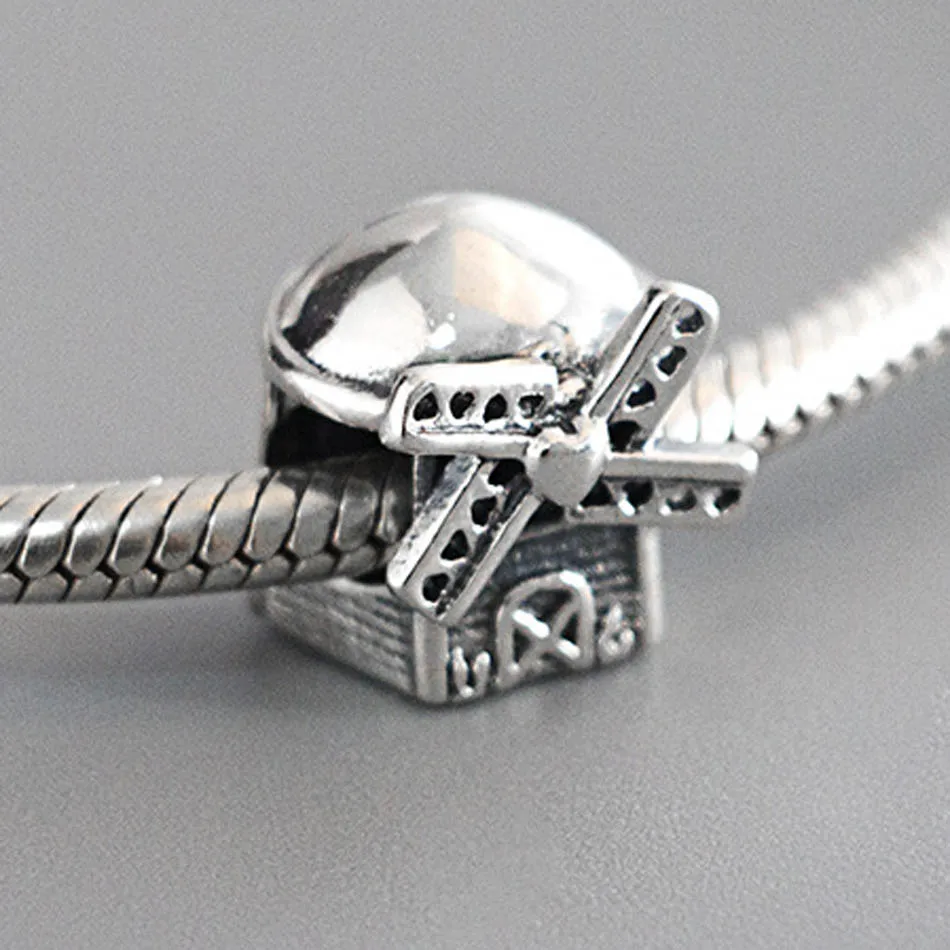 Аутентичные S925 бисера Fit Pandora браслет кулон &quotветряная мельница&quot сделай сам