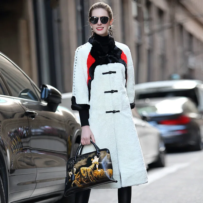 

Natural Women's Real Fur Coat Mink Fur Collar Wool Jacket Winter Coat Women Clothes 2019 Korean Vintage Double-faced ZT4048