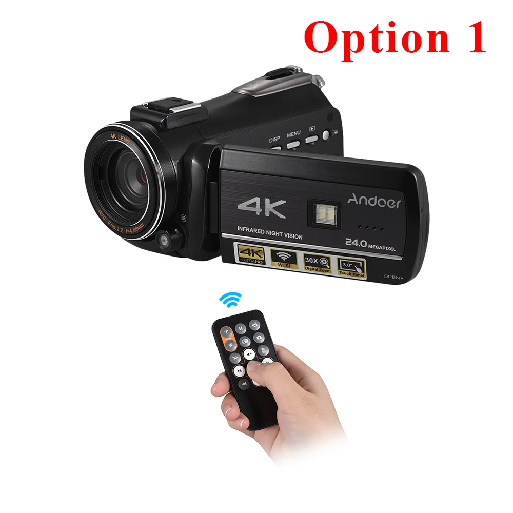 Camera Only Andoer AC3 4K UHD 24MP Цифровая видеокамера 3," lcd сенсорный ИК ночного видения с горячим башмаком для внешнего микрофона - Цвет: Camera Only