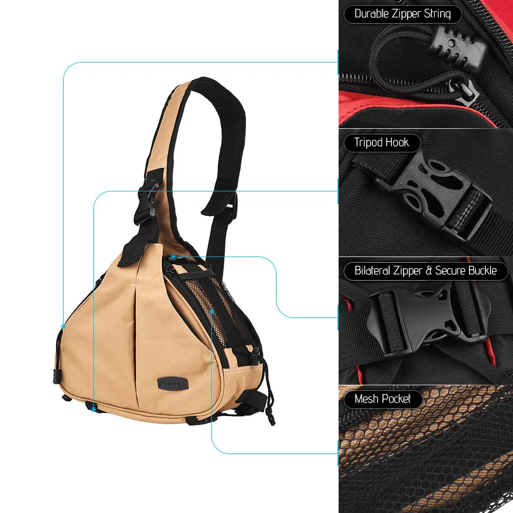 Andoer K1 Triangle DSLR Camera Bag Carry Case Shockproof Waterproof w/Tripod Holder for Canon Nikon Sony Olympus Pentax