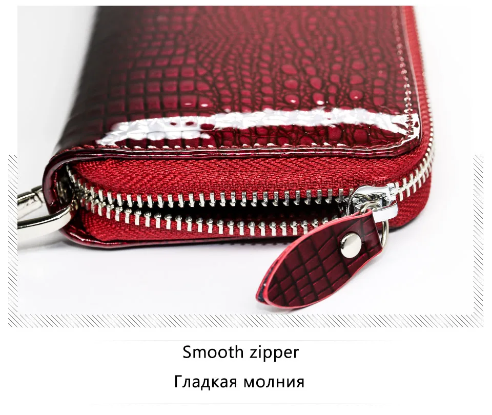 couro genuíno jacaré senhoras bolsa wristlet carteiras
