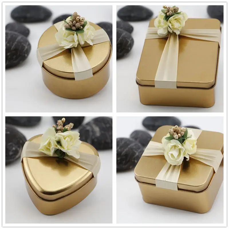 4pcs Love Shape Iron Boxes Wedding Gift Cases Present Box Party Candy Holders for Home Banquet