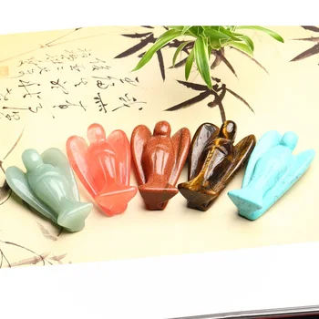 

1PC Natural Crystal Tiger Eye Angel Quartz Mineral Jewelry Healing Gem Guardian Angel Statue Modern Home Decoration Decoration