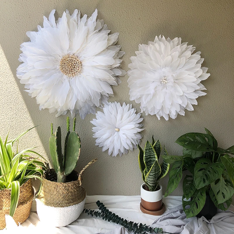 

Kids Room Decoration Handmade Feather Sunflowers Shape Nordic Style Wall Hanging Decoration Habitacion Decoracion
