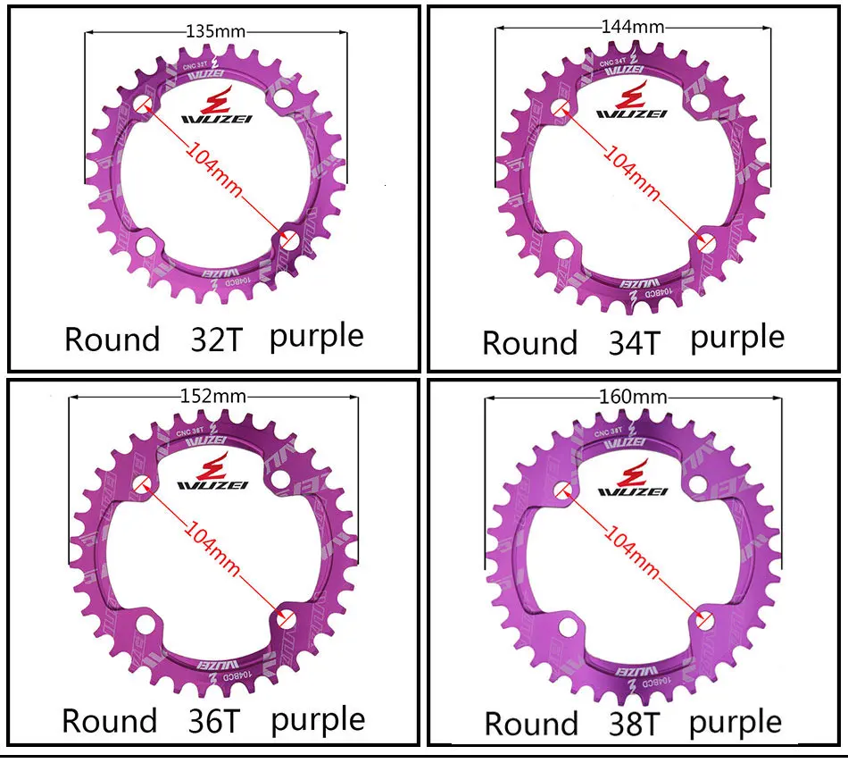 WUZEI односкоростная система узкая широкая цепь 104 BCD круглая 32T 34T 36T 38T для MTB 11s 10s 9s 1*11 коленчатая цепь кольцо