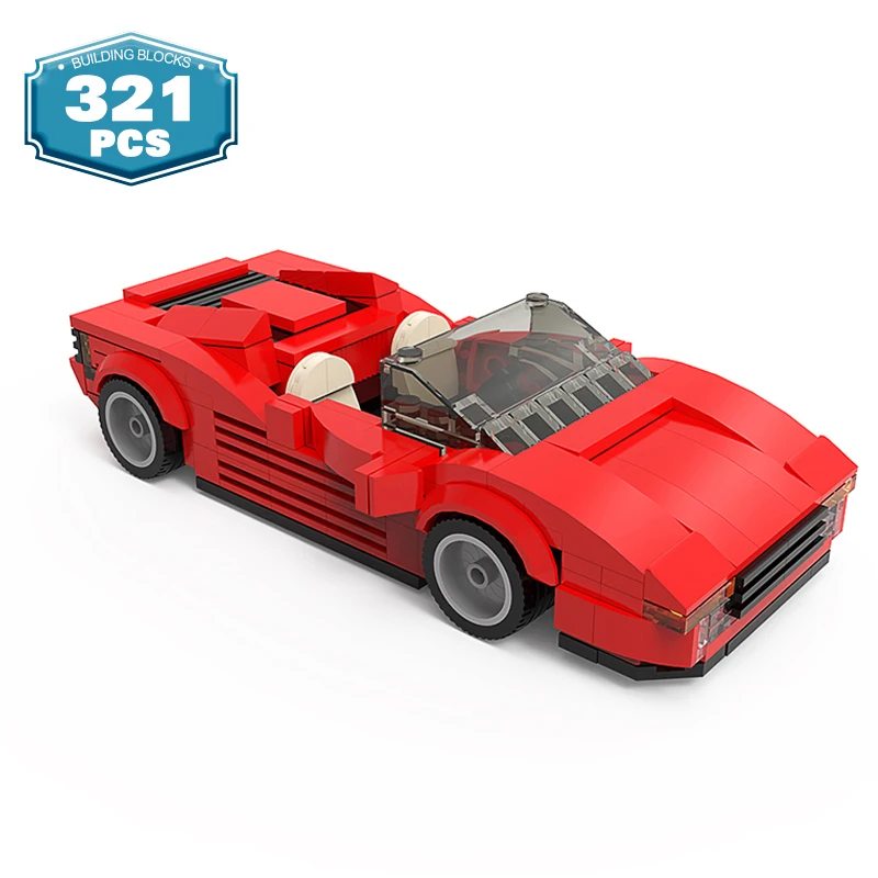 MOC Ferraried HighSupercar спортивный автомобиль Testarossaed строительный блок Красная дорога