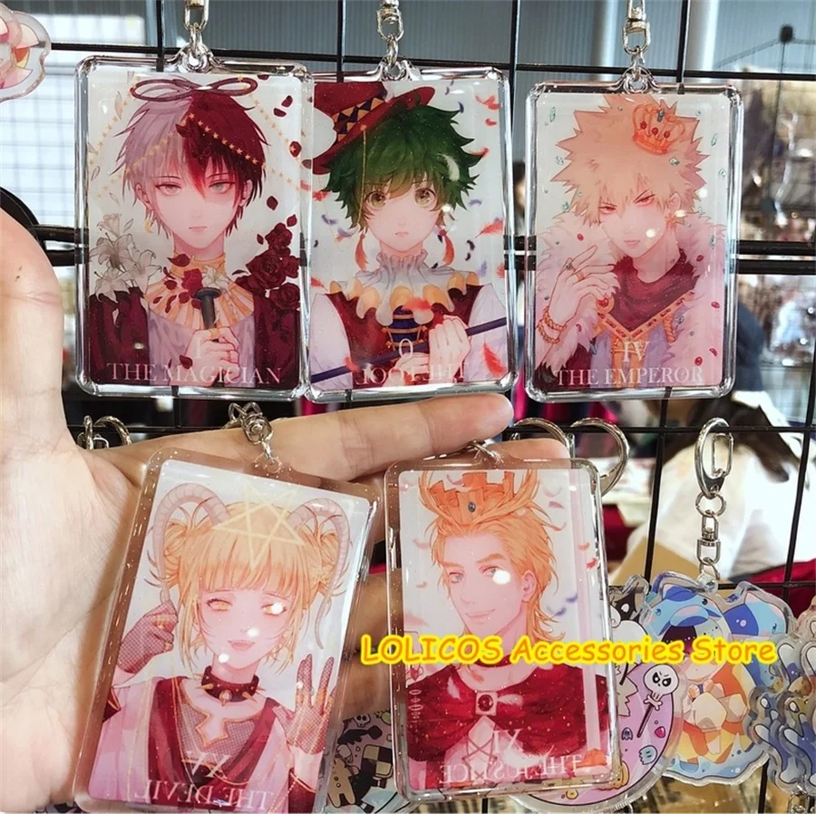 

My Hero Academia Midoriya Izuku Todoroki Bakugou Cosplay Cute Acrylic Figure Pendant Transparent Keychain Bags keyring Toy 8CM
