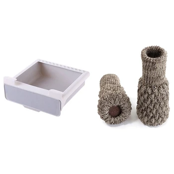 

24PCS Socks Knit Non-Slip Furniture Pads Feet Covers Khaki with Cabinet Storage Corner Rack Spice Storage Box White
