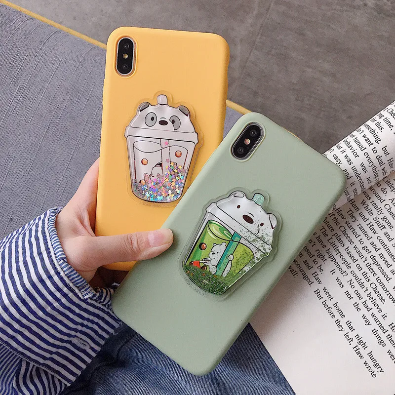 

Ainike Cute 3D Cartoon Bear Drink Toy Liquid Squishy Soft TPU Phone Case For Samsung Galaxy Note5 A10E M20 S10 A7 J8 A9 A6Plus