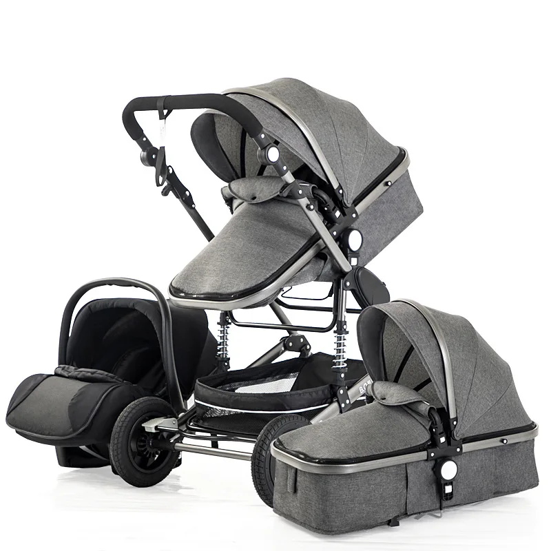 Детская коляска, легкая детская коляска с высоким пейзажем, складная детская коляска 3 в 1, коляска для 0-36 месяцев, детская коляска - Цвет: Black with Basket