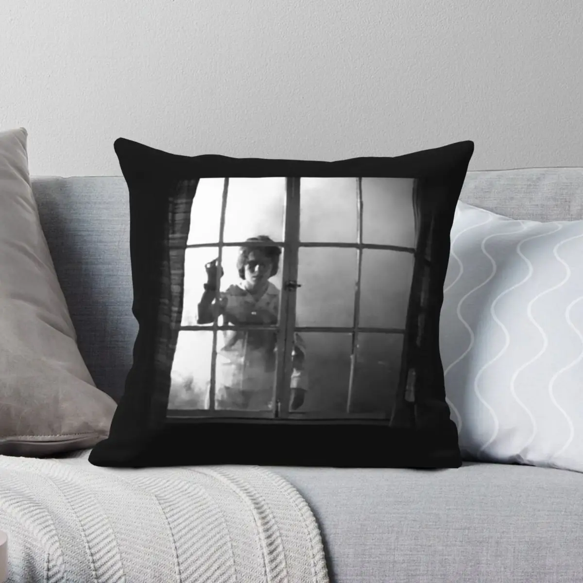 

Floaty Window Creepy Kid Square Pillowcase Polyester Linen Velvet Pattern Zip Decor Bed Cushion Cover 18"