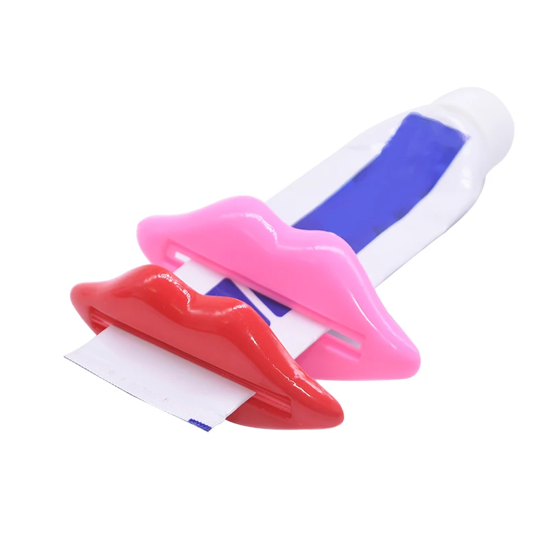 2/6Pcs Red Pink Sexy Lips Shape Toothpaste Tube Squeezer Bathroom Home Tube Rolling Holder Easy Toothpaste Dispenser Supplies