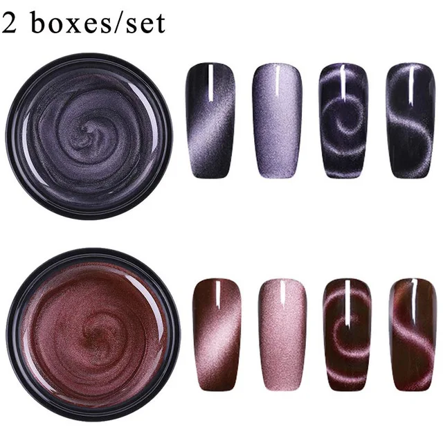 2 Boxes Set 12 LEMOOC Магнитный 5D кошачий глаз УФ-гель для ногтей Магнит Лазерный лак для ногтей звездное небо нефрит эффект личная гигиена дизайн ногтей Lacqure - Цвет: 2 Boxes Set 12
