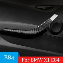 4Pcs/Set Carbon Fiber Front Rear Left/Right Car Interior Inner Door Handle Inner Pull Trim Cover Armrest For BMW X1 E84 09-16