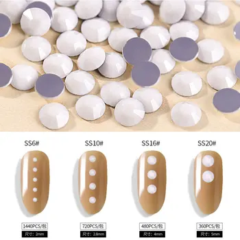 

2020 New Ceramic Rhinestones Pure White AB Rhinestone Half Round Craft Beads SS6-SS20 For DIY Jewelry Craft Decoration NAIL art