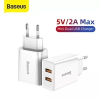 Baseus-Mini cargador USB Dual, adaptador de enchufe europeo, Cargador rápido de pared para iPhone 11 Xs, cargador portátil de viaje para teléfono móvil
