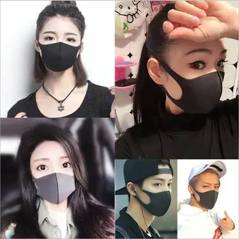 

100 pcs Black Pitta Mouth Mask Breathable Unisex Sponge Face Mask Reusable Anti Pollution Face Shield Wind Proof Mouth Cover
