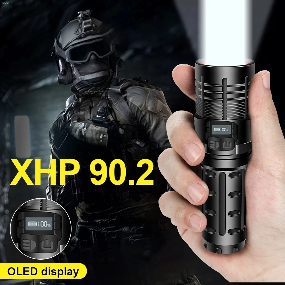 2021 NEW XHP90.2 Most Powerful Flashlight LED Tactical flashlight USB Rechargeable Torch XHP90 XHP70 XHP50 CREE For Camping lamp