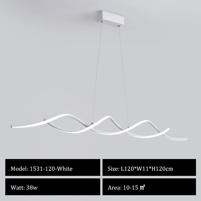 White-120cm Современный Креативный светодиодный подвесной светильник для столовой, кухни, бара, подвесной светильник, черный/белый декоративный светодиодный подвесной светильник - Цвет корпуса: White-120cm