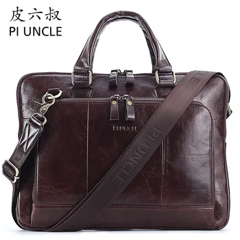 

Brand men's Bag Genuine Leather briefcase Male 14inch laptop bag natural Leather for men Messenger bags men's briefcases Handbag